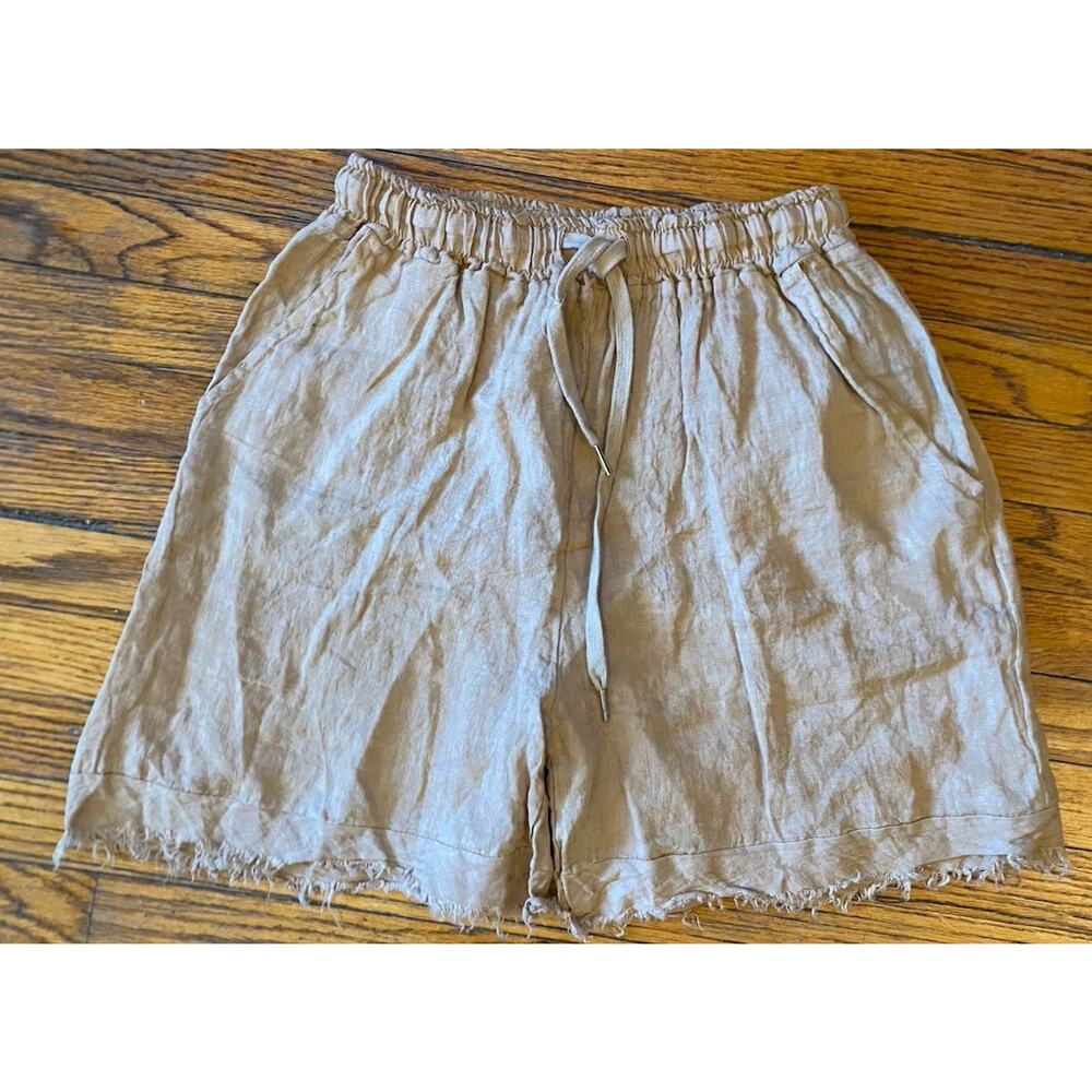 Linen Shorts Lightweight Women’s M/L Beige Pockets Pull On
